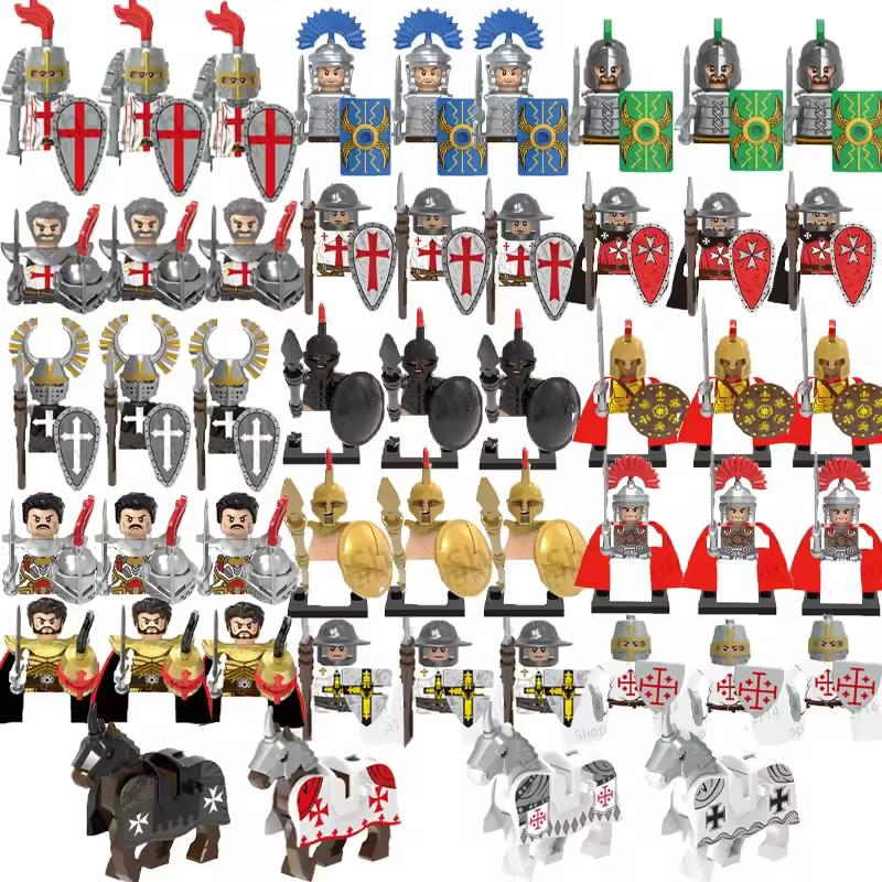 10 Pçs/set Histórico Medieval Sparta Heróis Crusader Soldados Romanos Blocos de Construção Figuras de Ação Militar Tijolos Brinquedos Para Crianças
