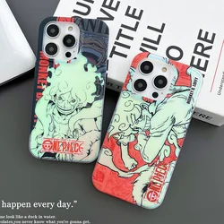 Cute Laser Anime Monkey D Luffy One Piece Gear 5 Phone Case For iPhone 16 15 14 13 12 11 Pro Max Shockproof Bumper Cases Cover