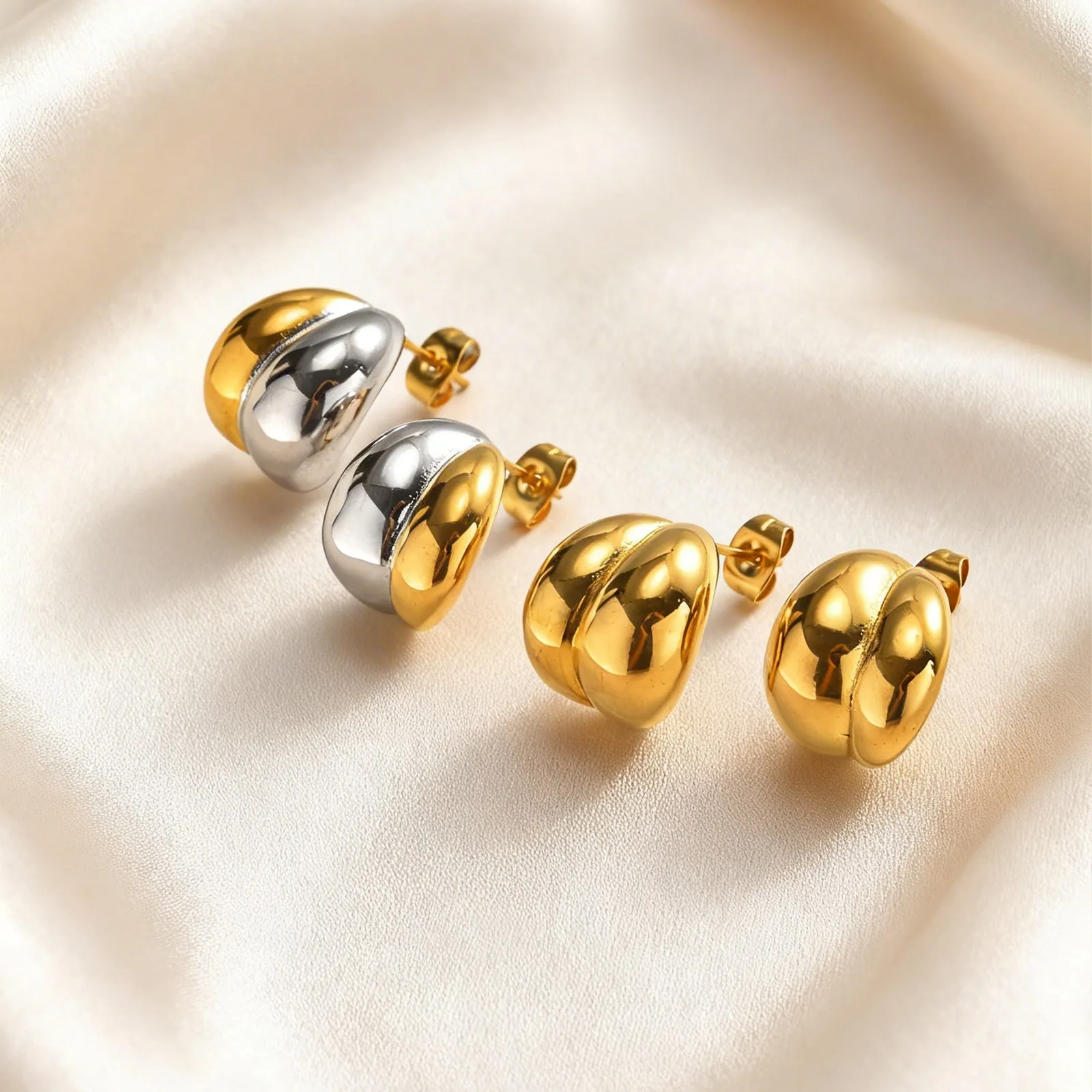 

Vnox Hypoallergenic Geometric Mirror Teardrop Earrings Mixed Color Gold Plated Stainless Steel Stud Earrings Jewelry for Women