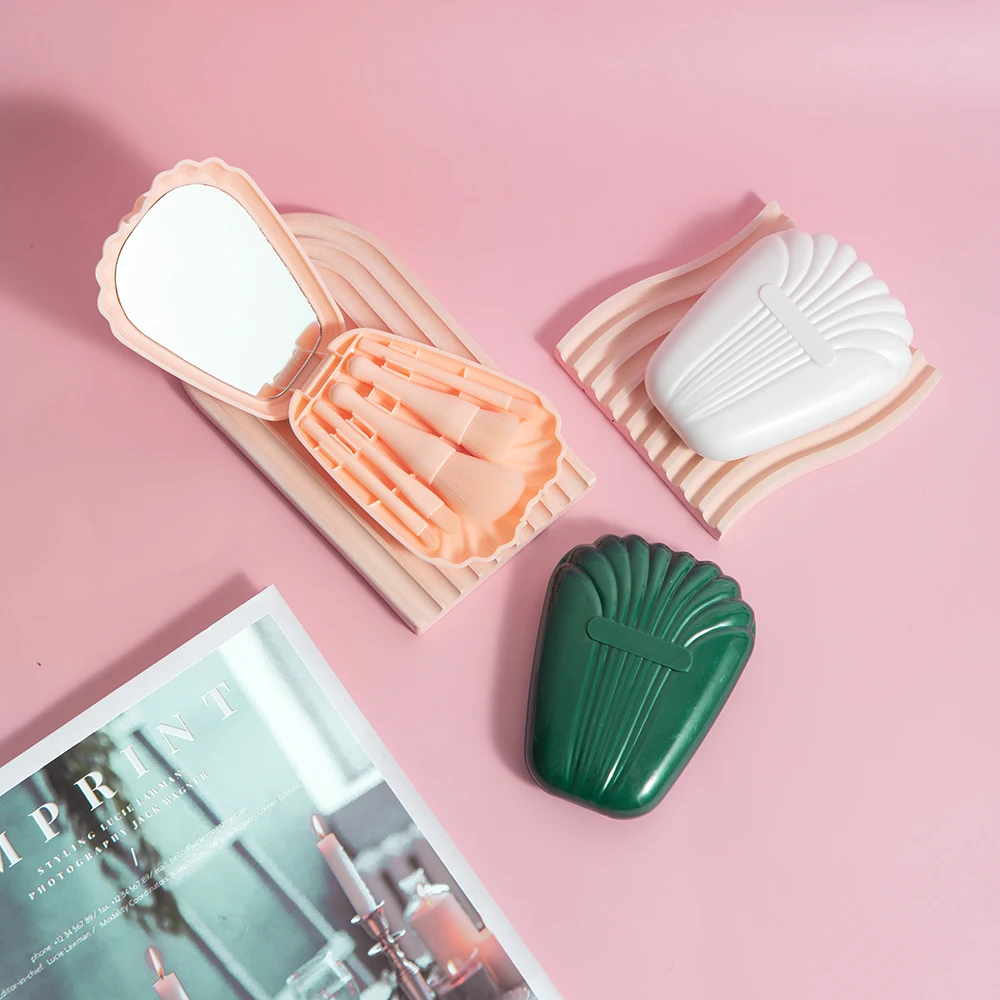 5PCS Make-Up Pinsel Make-Up Set Foundation Make-Up Pinsel Lidschatten Pinsel Make-Up Pinsel Set Reise Tragbare Mit Spiegel schönheit Werkzeug