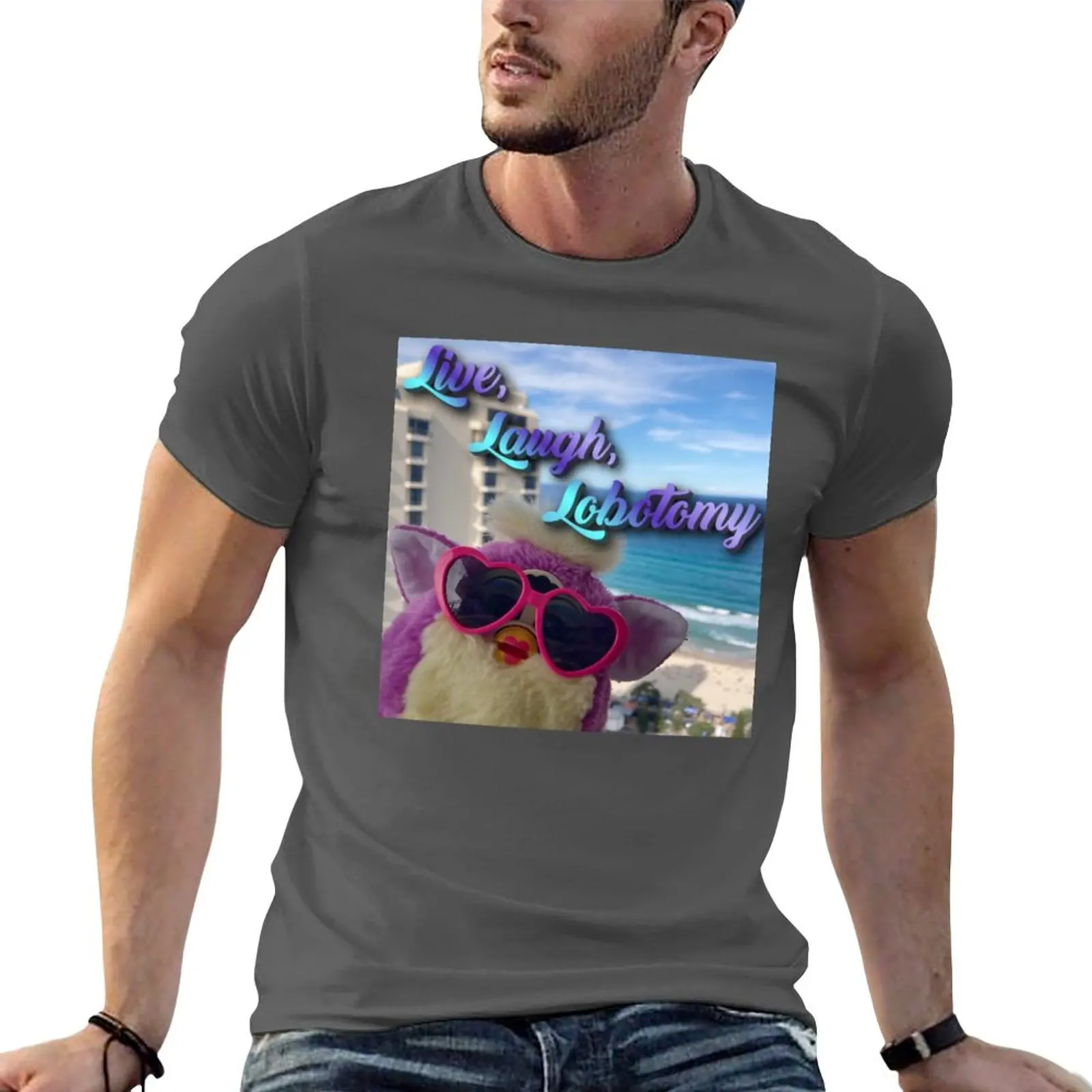 

New Beach Furby - Live, Laugh... T-Shirt quick drying shirt sweat shirts Short sleeve tee men t shirts