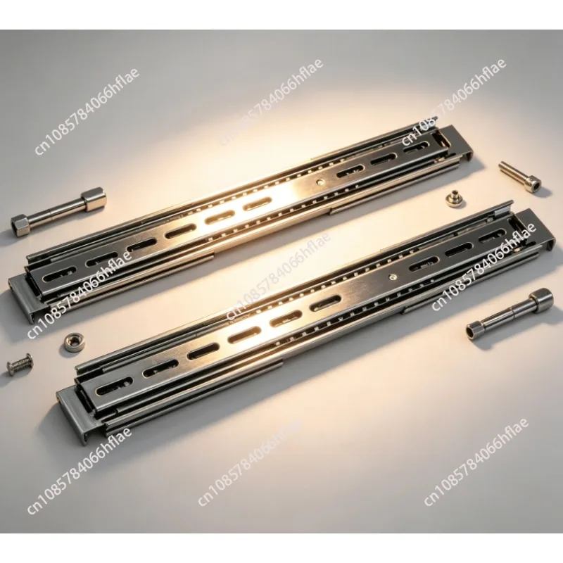 19 Inch Server Sliding Rail, Pull-out Three-section Slide for Network Cabinet, Fits 1U 2U 3U 4U Chassis