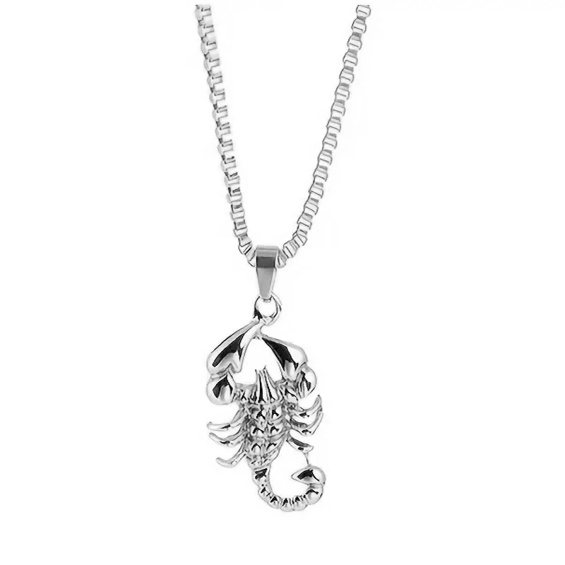 Huitan Scorpion Pendant Necklace Women/Men Fashion Cool Girl\'s Accessories Stylish Gift Metallic Style Insert Jewelry for Unisex