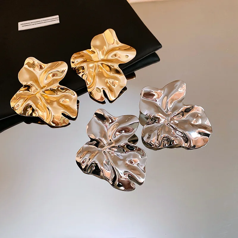 Large Geometric Metal Irregular Stud Earrings for Women Punk Big Exaggerated Heavy Statement Earring Ins Charms Fashion Jewelry