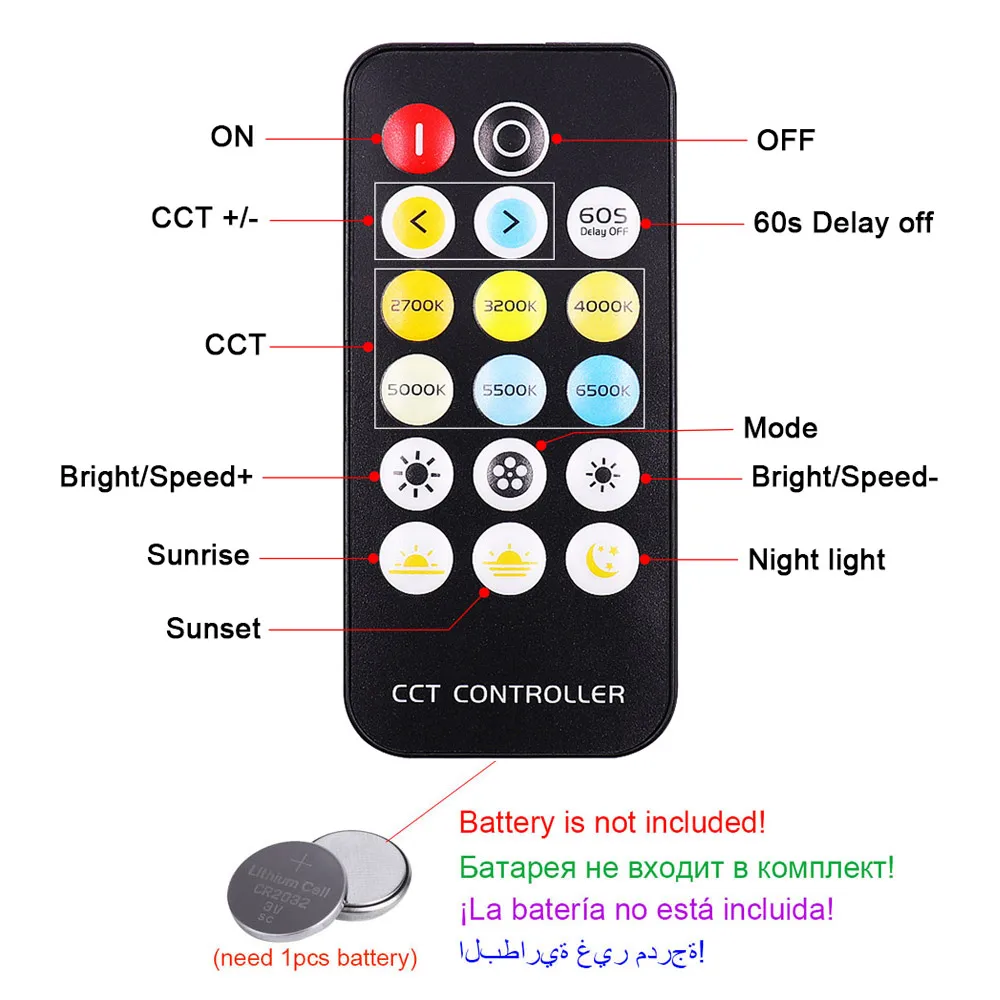 17 Keys Color Temeprature CCT LED Dimmer RF Remote Controller With DC 5V 12V 24V Connector For Bicolor COB LED Strip Light