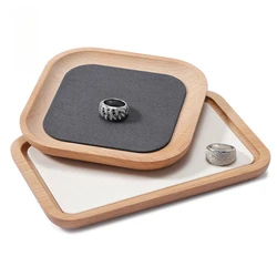 Solid wood microfiber jewelry tray bracelet watch display tray ring necklace storage tray