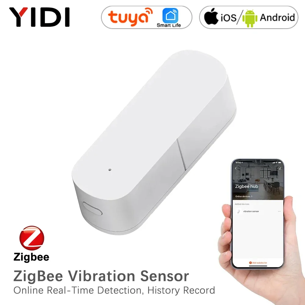 

Умный датчик вибрации Zigbee, безопасность окна, двери, Tuya Smart Life, управление через приложение, монитор обнаружения, сигнализация удара движения в реальном времени
