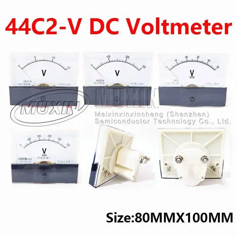 44c2 AnAlog Panel Pointer Voltmeter DC 1V 3V 5V 10V 15V 20V 30V 50V 75V 100V 150V 300V 450V 500V