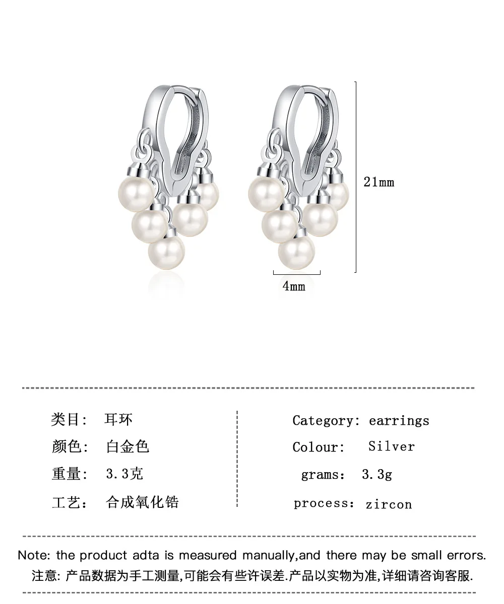 Original 925 Sterling Silver Wavy Tassel Pearl Hoop Earrings For Women 2023 Korean Wedding Party Jewelry Gift Female Pendientes