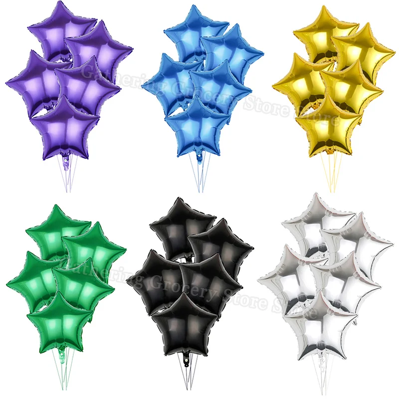 5pcs 18inch Star Love Aluminum Film Balloon Wedding Party Decoration Baby Shower Kids Birthday Balloons Globos Party  Supplies