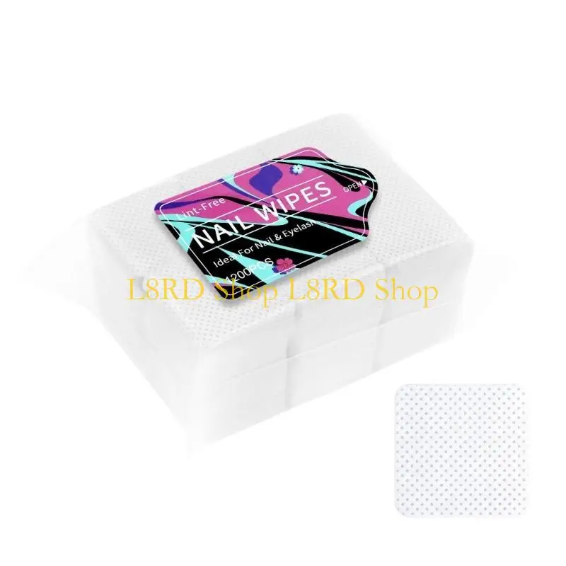 L8rd Nonlinting Dail Pipes 1200pcs المسامير البولندية مزيل وسادات رموش قابلة للامتصاص تمديد مناديل تنظيف