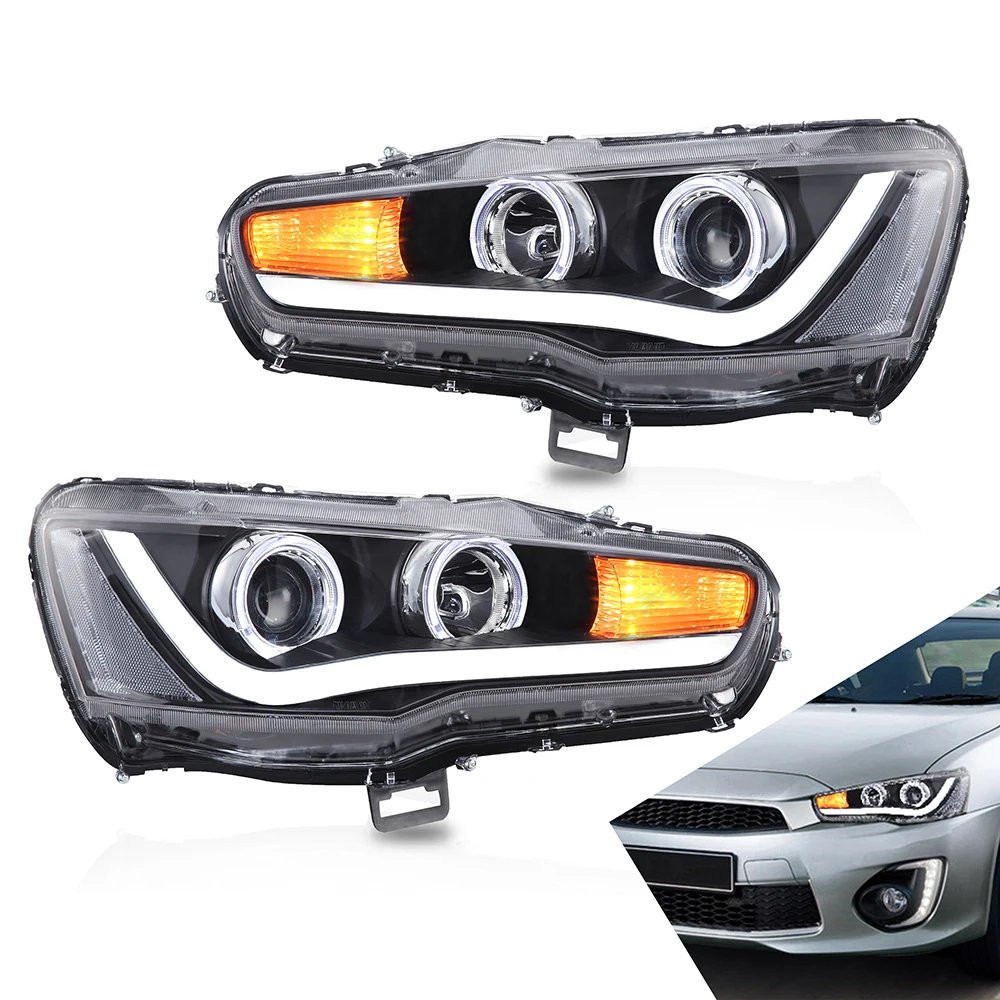 

Headlights For Mitsubishi Lancer 2008-2017 HID Full LED Headlamp with DRL Sequential Turn Signal Light Car Accessories