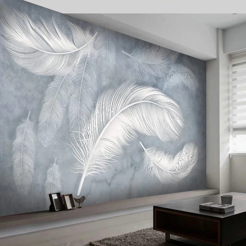 Custom 3D Hand Painted Feather Photo Wallpaper Modern Fashion Creative Bedroom Art Mural Living room TV background restaurant 8d