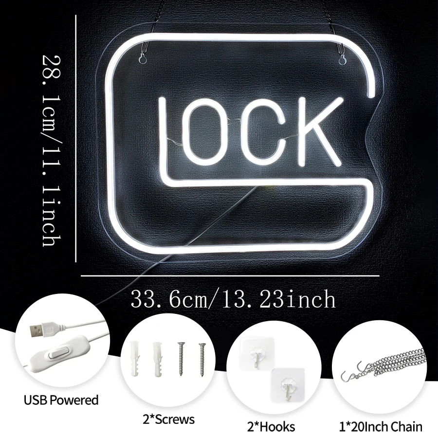 Lock Led Neon Wall Art Decor, Acrylic Usb Powered, Suitable For Bedroom Man Cave Game Room Club Party Bar Garage Wall Lamp.