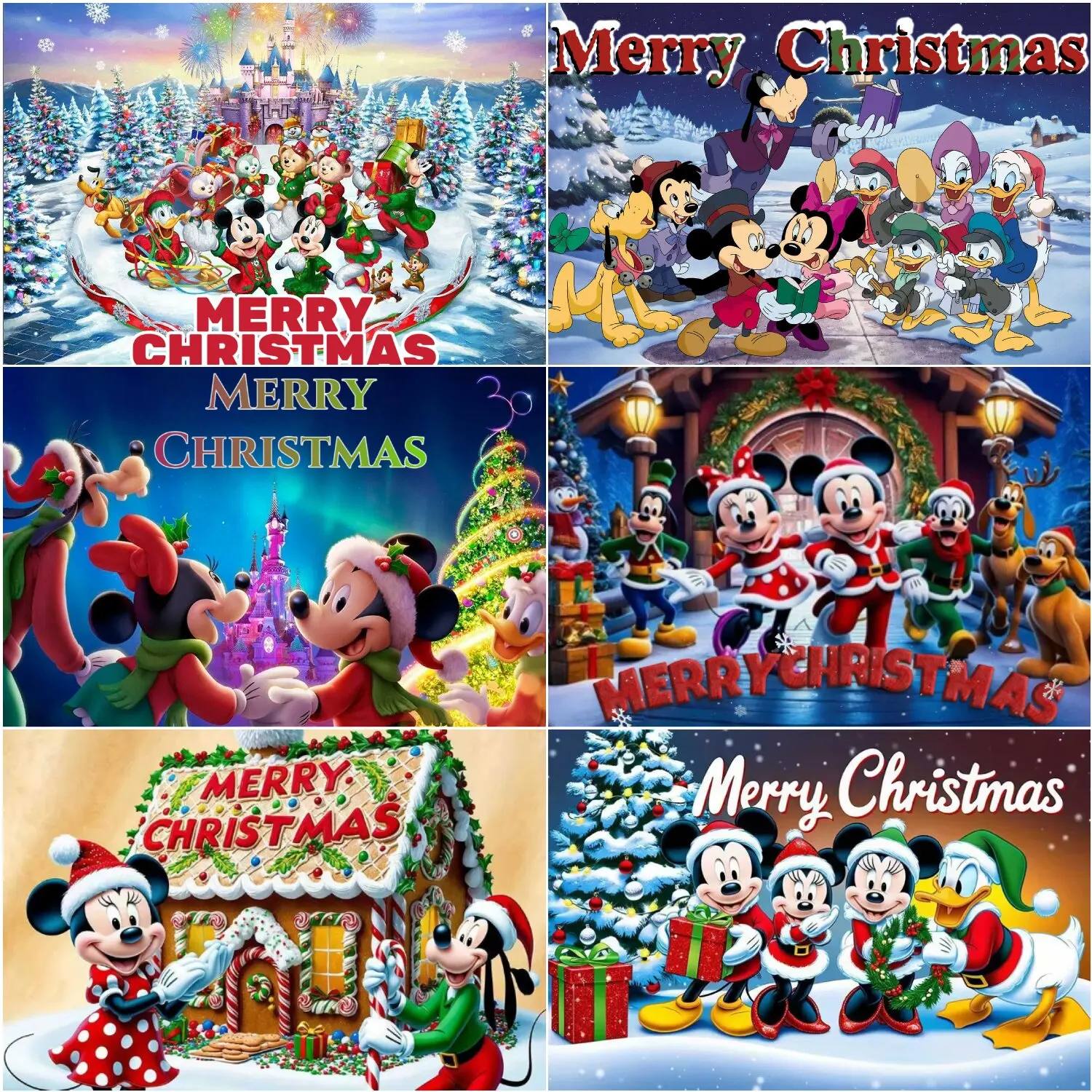 

Disney Mickey Mouse Theme Merry Christmas Party Supplies Decoration Snowman Cartoon Xmas New Year Backdrop Kids Gift Photo Booth
