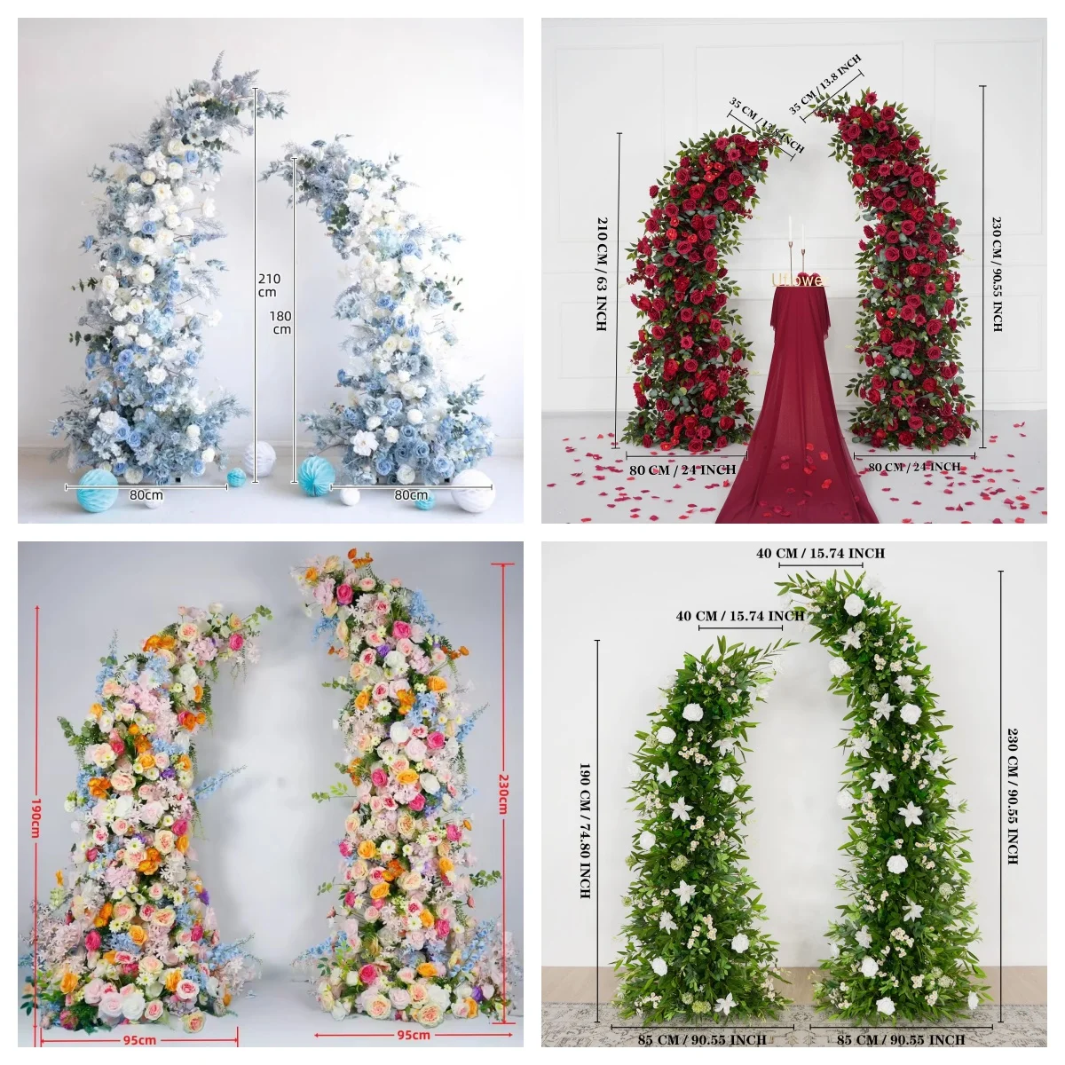 

Uflower Wedding Arch Backdrop Rose Hydrangea Artificial Flower Horn Stand for Event Decor Floral Arrangement Display Prop