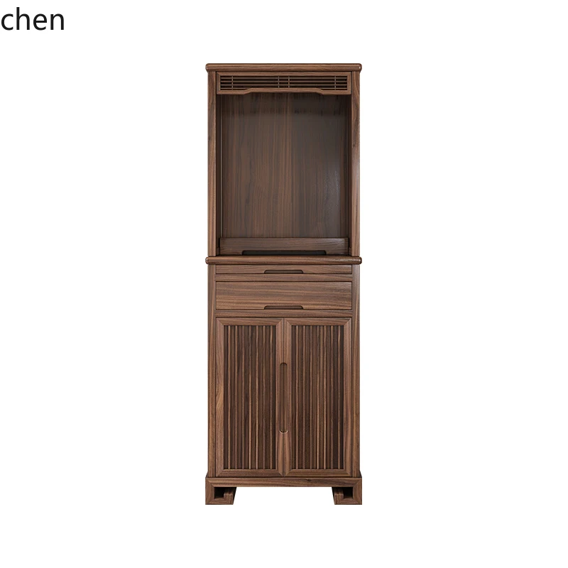 

TQH Solid wood Buddhist niche vertical cabinet Walnut shrine God of Wealth Guanyin Guan Gong Buddha statue offering cabinet