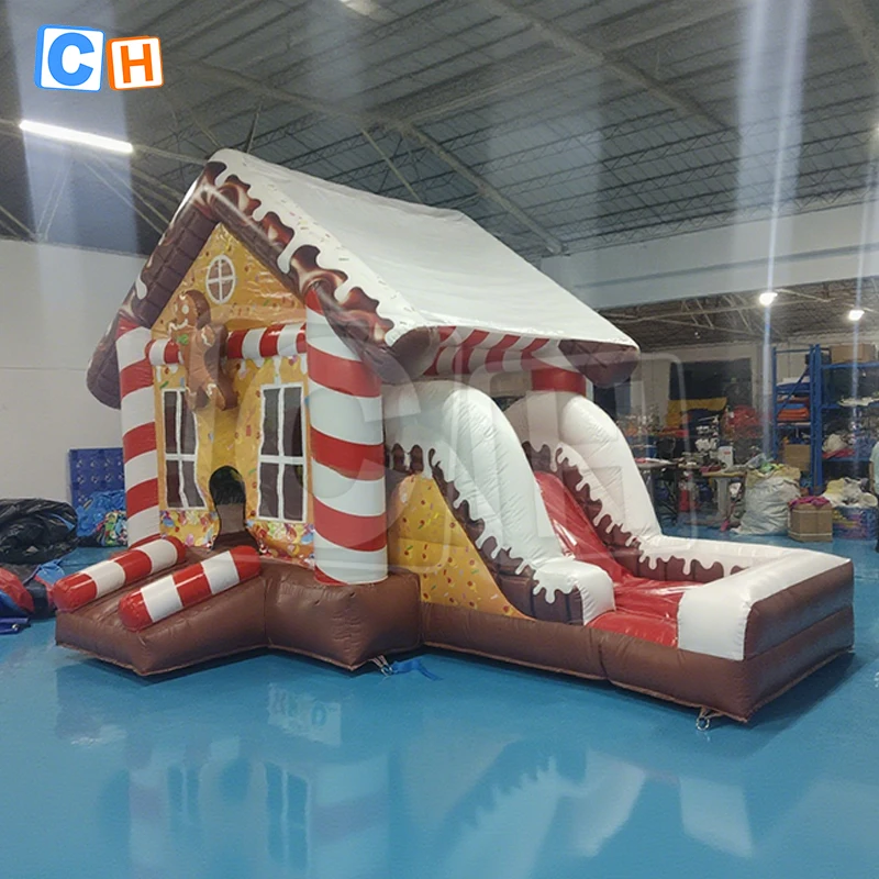 Picture 3: Inflatable PVC Commercial Gingerbread Bounce House Combo Christmas Bouncy Castle With Slide Inflatable Bouncers for Party