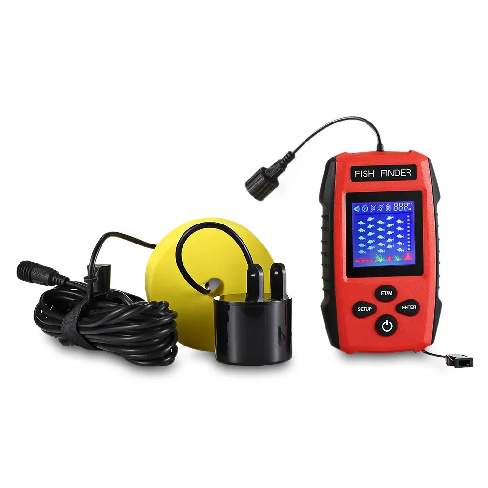 New 200KHz Alarm Transducer 100m Depth LCD Screen Sonar F ish F inde r Underwater