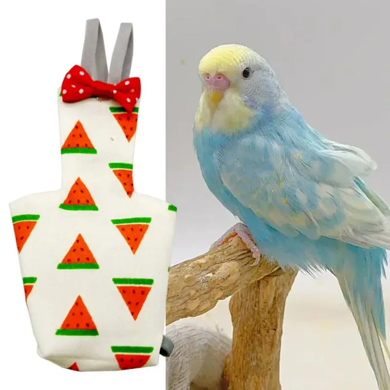 حفاضات الببغاء اللطيفة مع ربطة عنق فواكه ملونة زهور كوكاتيل حمامات صغيرة متوسطة كبيرة الحيوانات الأليفة الطيور بدلة طيران ملابس قابلة للغسل