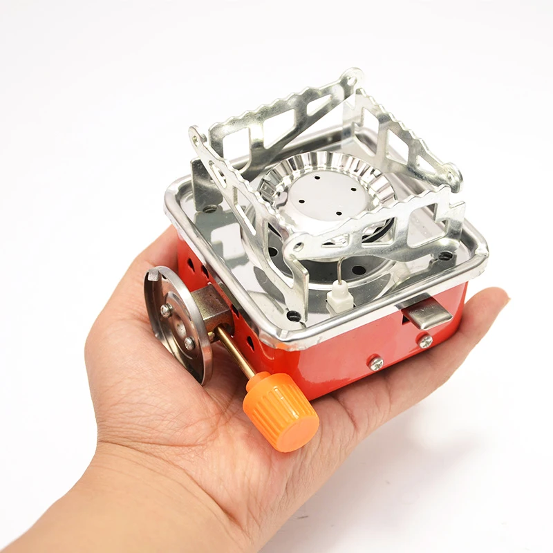 Outdoor Mini Portable Collapsible Square Furnace Camping Picnic Long Gas Tank Stove Head Picnic Cook Self-driving Fishing Stove