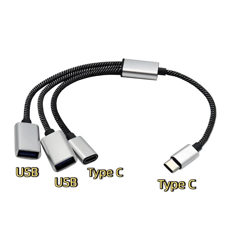 Multi-USB-Hub-Erweiterungen, 4-Port-Hub vom Typ C, USB-Splitter, schnelle Datenübertragung, OTG-Adapter für Computer, Xiaomi, MacBook Pro Air