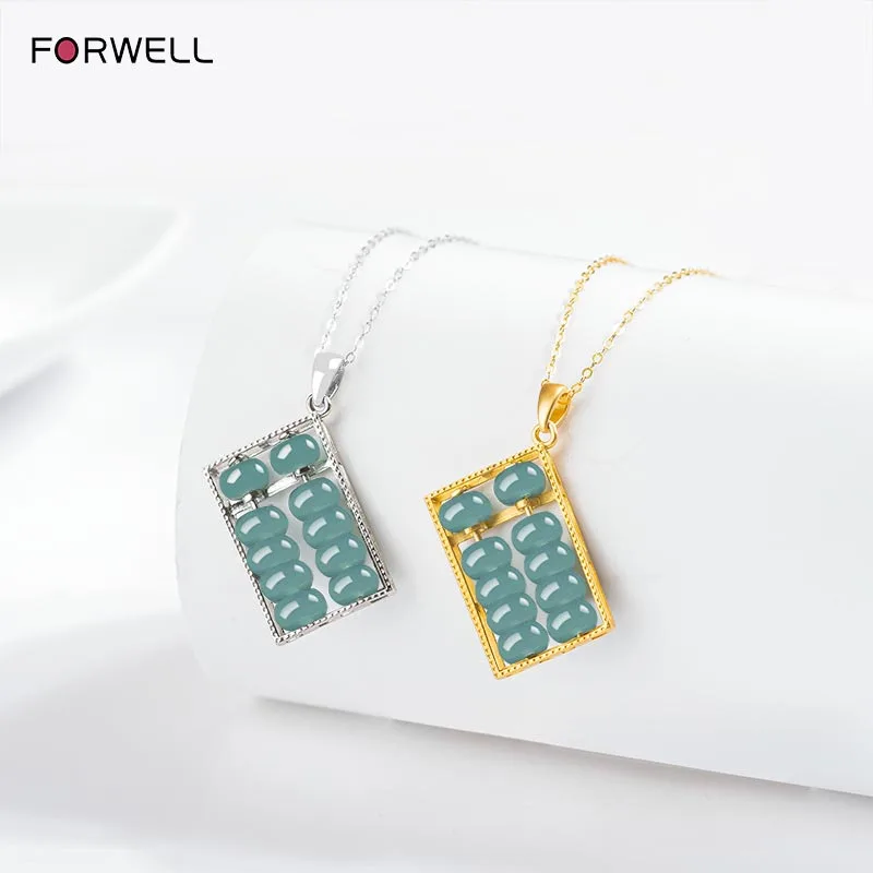 

Natural Jadeite Blue Water Ice-Type Pendant Silver-Set Necklace Unisex Elegant Jewelry for Men And Women