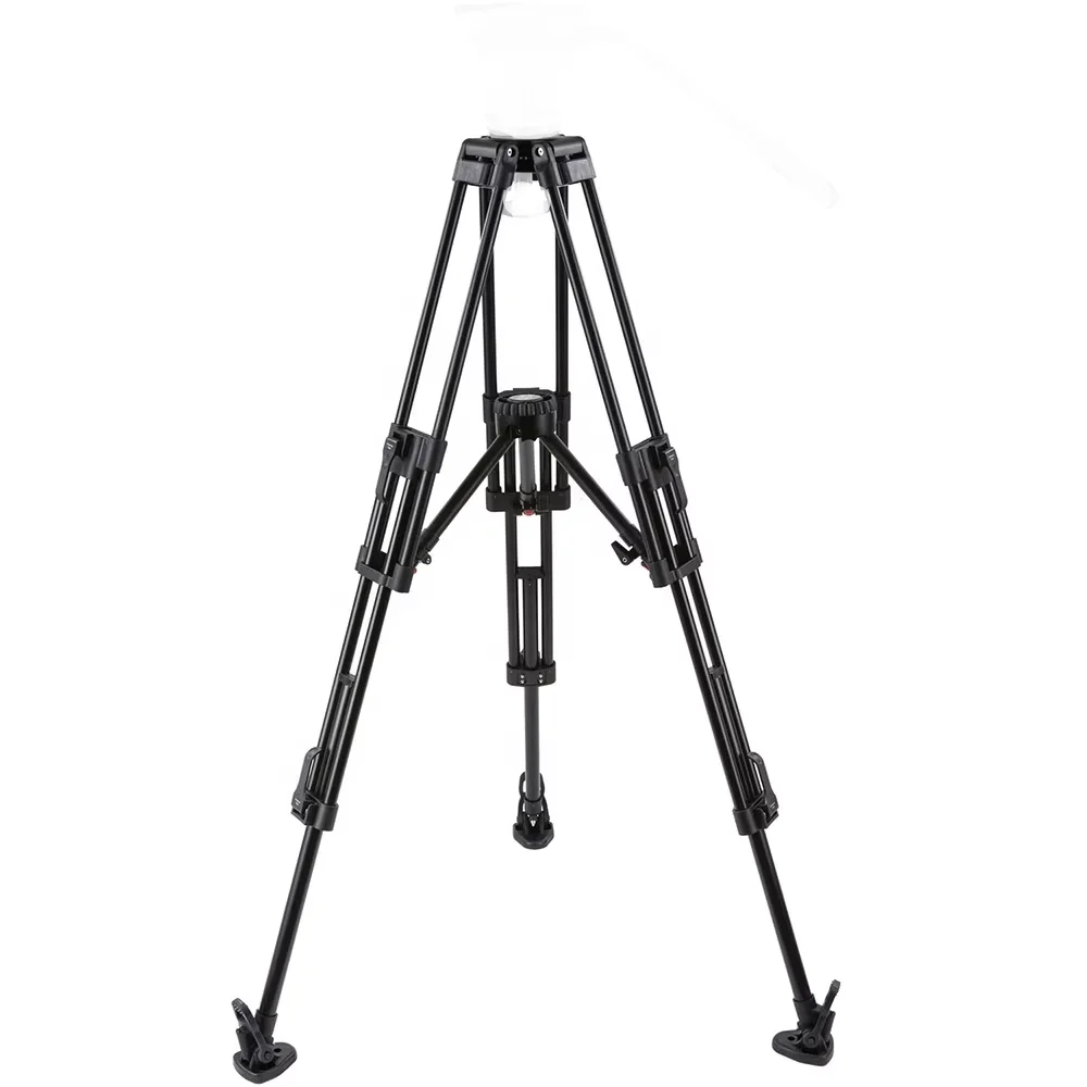 V15 Broadcast Heavy Duty Video Aluminum Camera Tripod System With Mid-level Spreader 100mm Bowl Payload 15kg