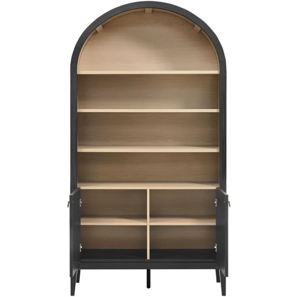 رف كتب حديث مع خزانة عرض باللون الأسود لديكور المنزل المعاصر #5