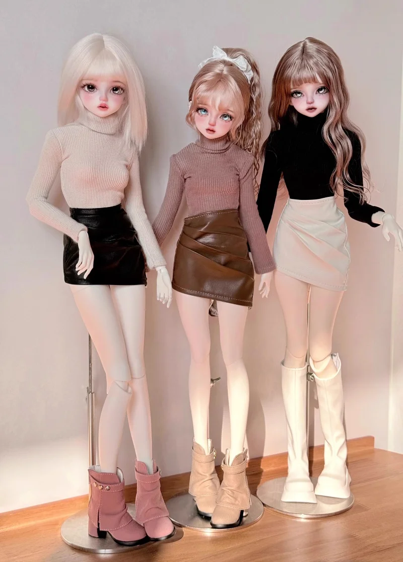 bjd doll clothes suitable for 1/4 size long sleeve high neck base top + tight wrap hip skirt doll accessories