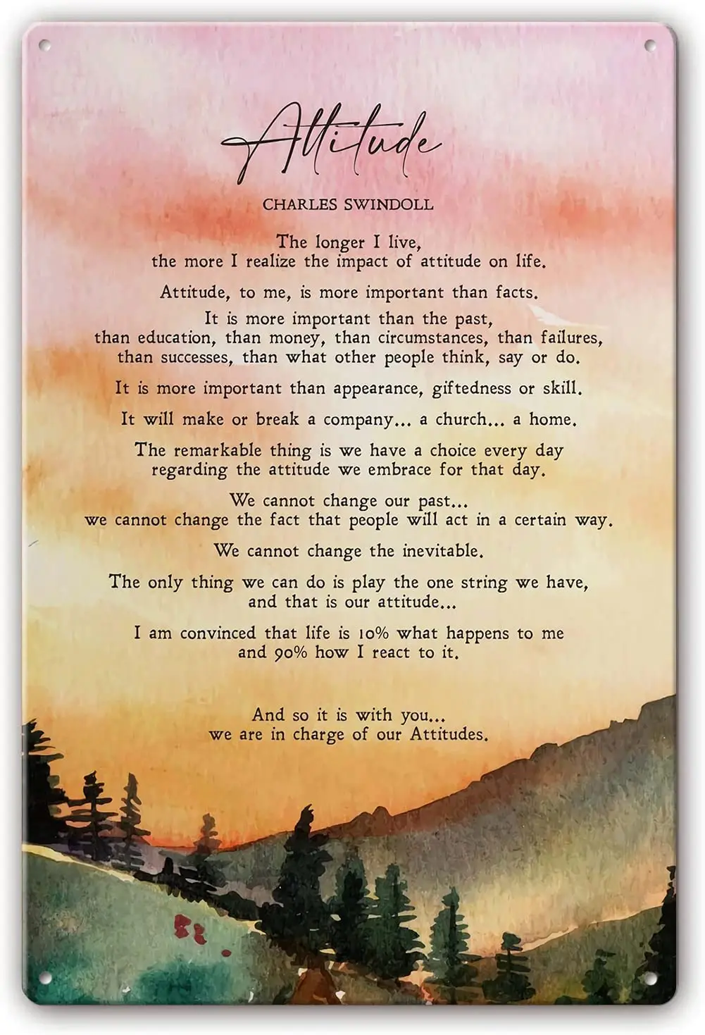 Attitude by Swindoll Quotes Poster Metal Tin Sign Wall Decor Painting Art Pictures Decorations for Bedroom Vertical Artw sign