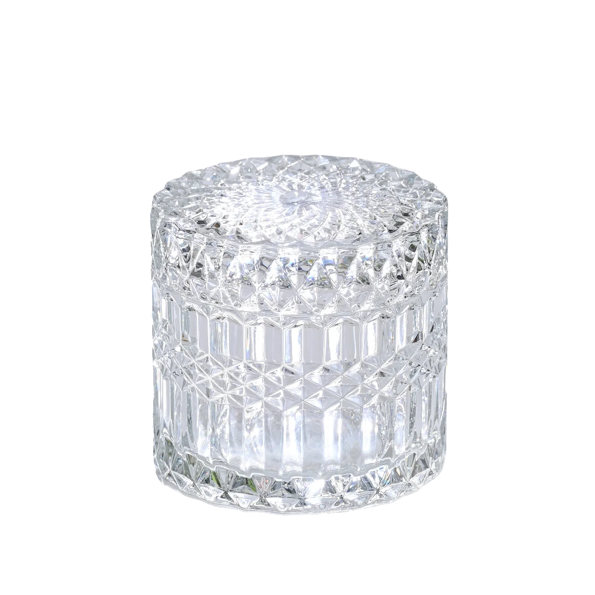 Transparent Glass Jar Jewelry Cotton Swabs Storage Box Embossed European Storage Box Home Decoration Ornaments Storage Jar