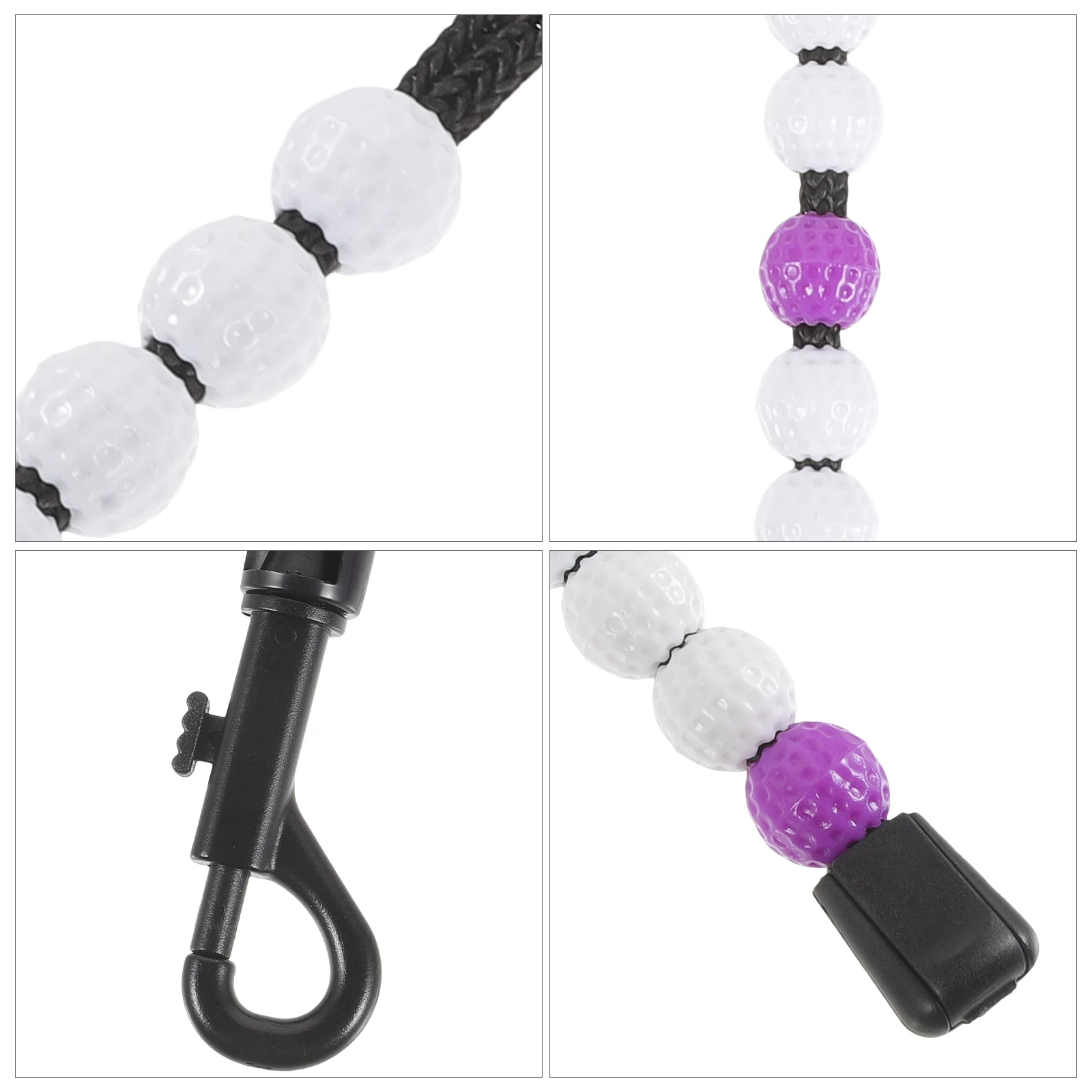 

Golf Score Keeper Wrist Counter White Purple ABS Nylon Beads Putts Reusable Durable Portable Golfing Chain