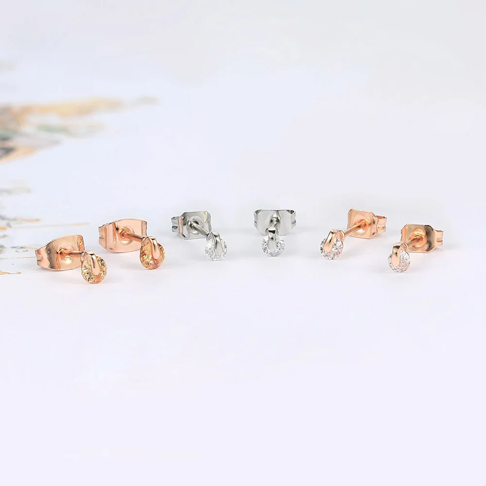 ZHOUYANG NEW Little Crystal Stud Earrings For Women Cute Small Zirconia Earing For Girls Daily Accession Fashion Jewelry E181