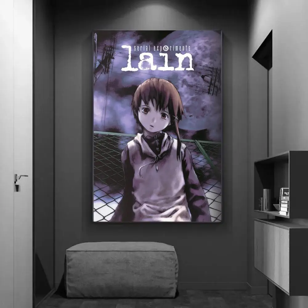 Serial Experiments Lain Anime Movie Sticky Posters Fancy Wall Sticker for Living Room Bar Decoration Vintage Decorative Painting