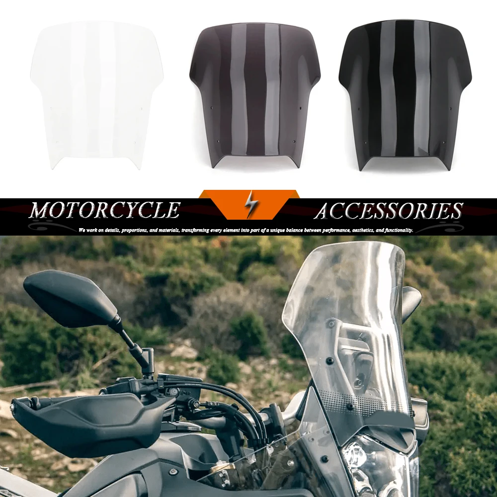 

For Yamaha Tenere700 TENERE tenere 700 2021 2022 2023 2024 Motorcycle Deflector Black/Smoky/Transparent Lens Windshield Windscre