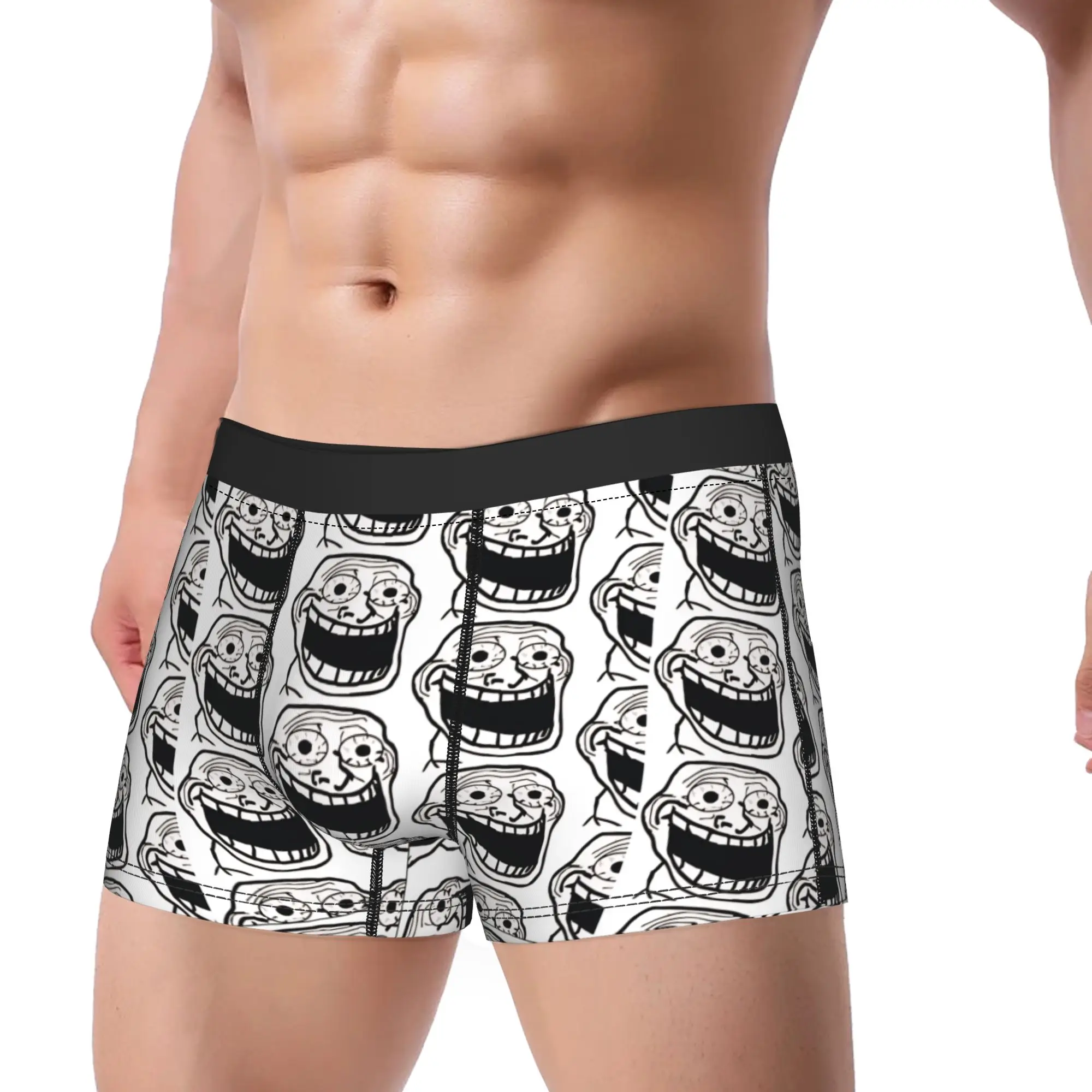 Rage Comic Trollface Underwear  Breathable Panties Printing Boxer Brief For Men Pouch Large Size Boxershorts