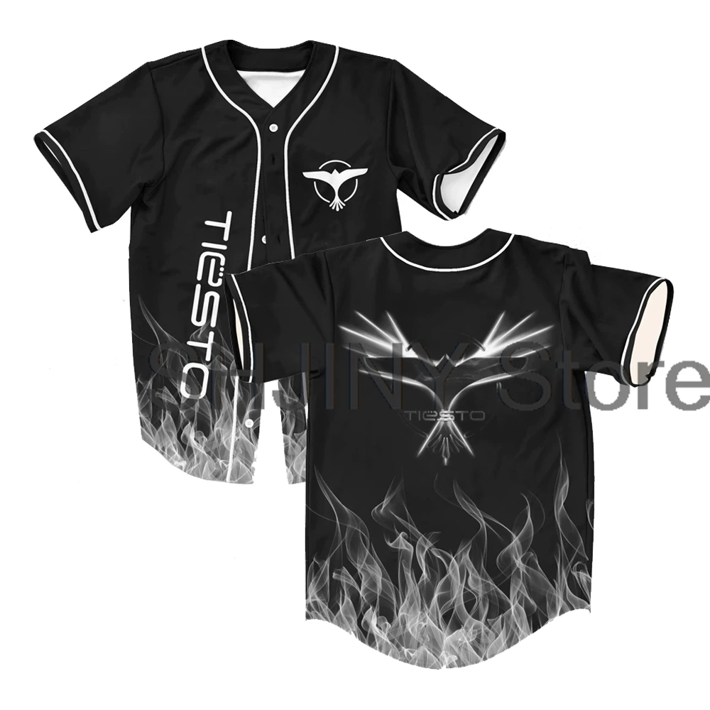 

Tiesto Rave Baseball Jersey For Edm Festival V-Neck Short Sleeve Button-up Shirts Women Men Streetwear Fashion Clothes