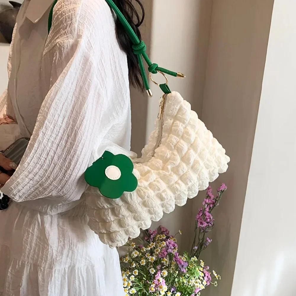 

Trendy Pleated Bubbles Shoulder Bags Handbag Daily Commuting Underarm Plaid Quilted Solid Totes Messenger Bag
