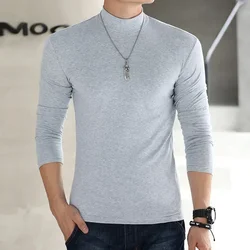 Autumn Winter Men  Long-sleeved Thermal Underwer Top Solid Color Long Sleeved Casual T-shirt Korean Base Shirt