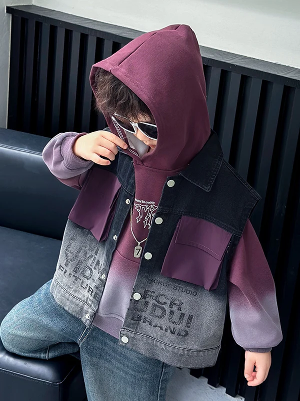 

Весенне-осенний детский комплект 2026: Новинка! Крутой костюм для мальчиков из двух предметов: хлопковый свитшот и длинные брюки для подростков.