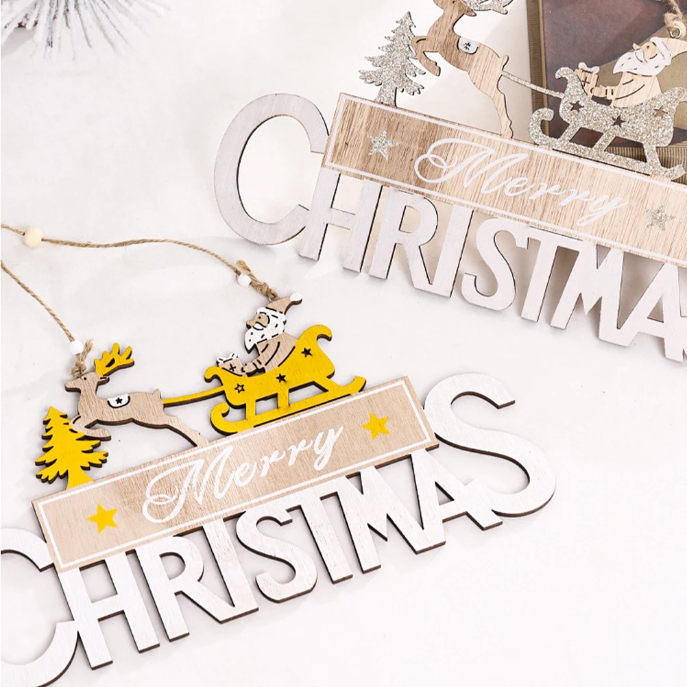

2Pcs Christmas Door Sign Hanging nament for Xmas Tree Front Door Decoration Pendants Festive Holiday