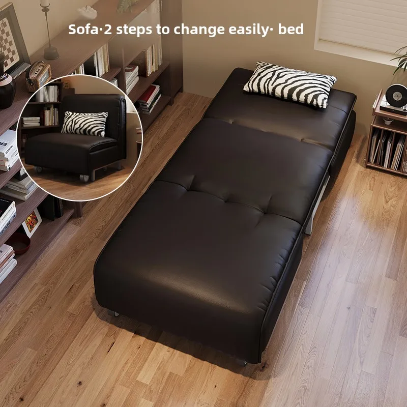 

X-11 leather sofa bed folding dual-purpose single small apartment living room multi-functional telescopic bed