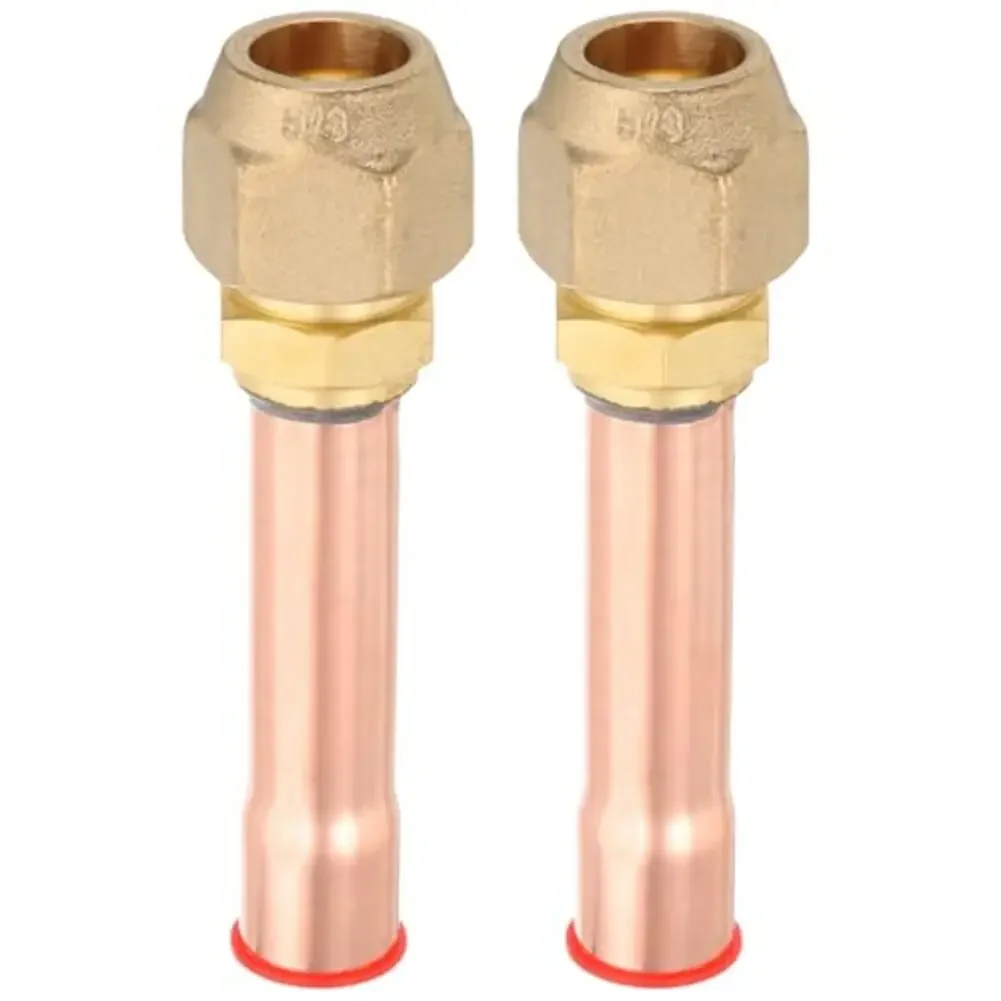 58 inch brass flare connectors 2PCS pipe fittings with threaded nuts for HVAC copper tube refrigeration air conditioning systems