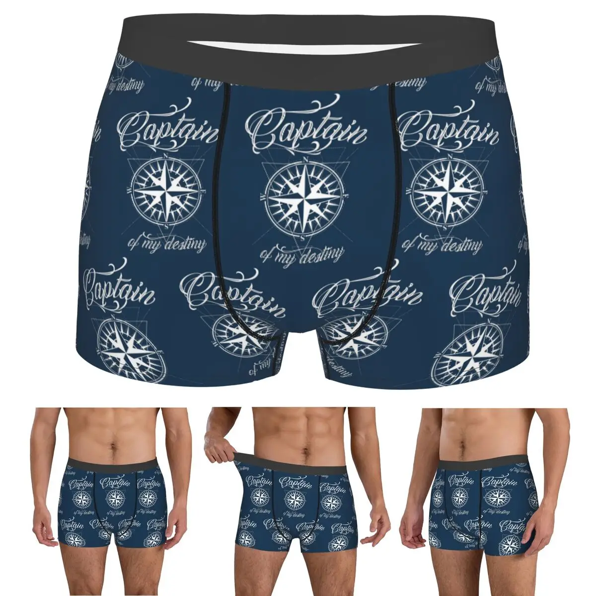 Boxer Underpants Shorts Nautical Compass Captain Anchor Boat Panties Men Ventilate Underwear for Homme Man Boyfriend Gift