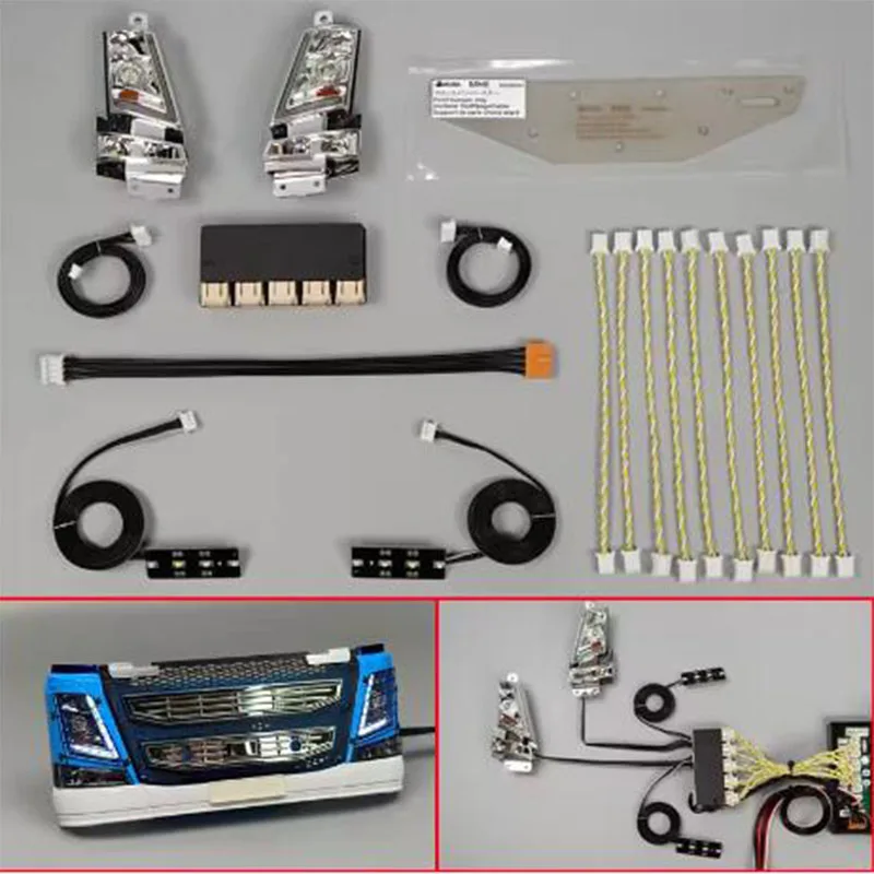JUWUBA escala 1:14 4 en 1 juego de luces sistema de lámpara MFC-03 01 para Tamiya RC camión volquete VOLVO FH16 750 56362 modelo de coche piezas de bricolaje