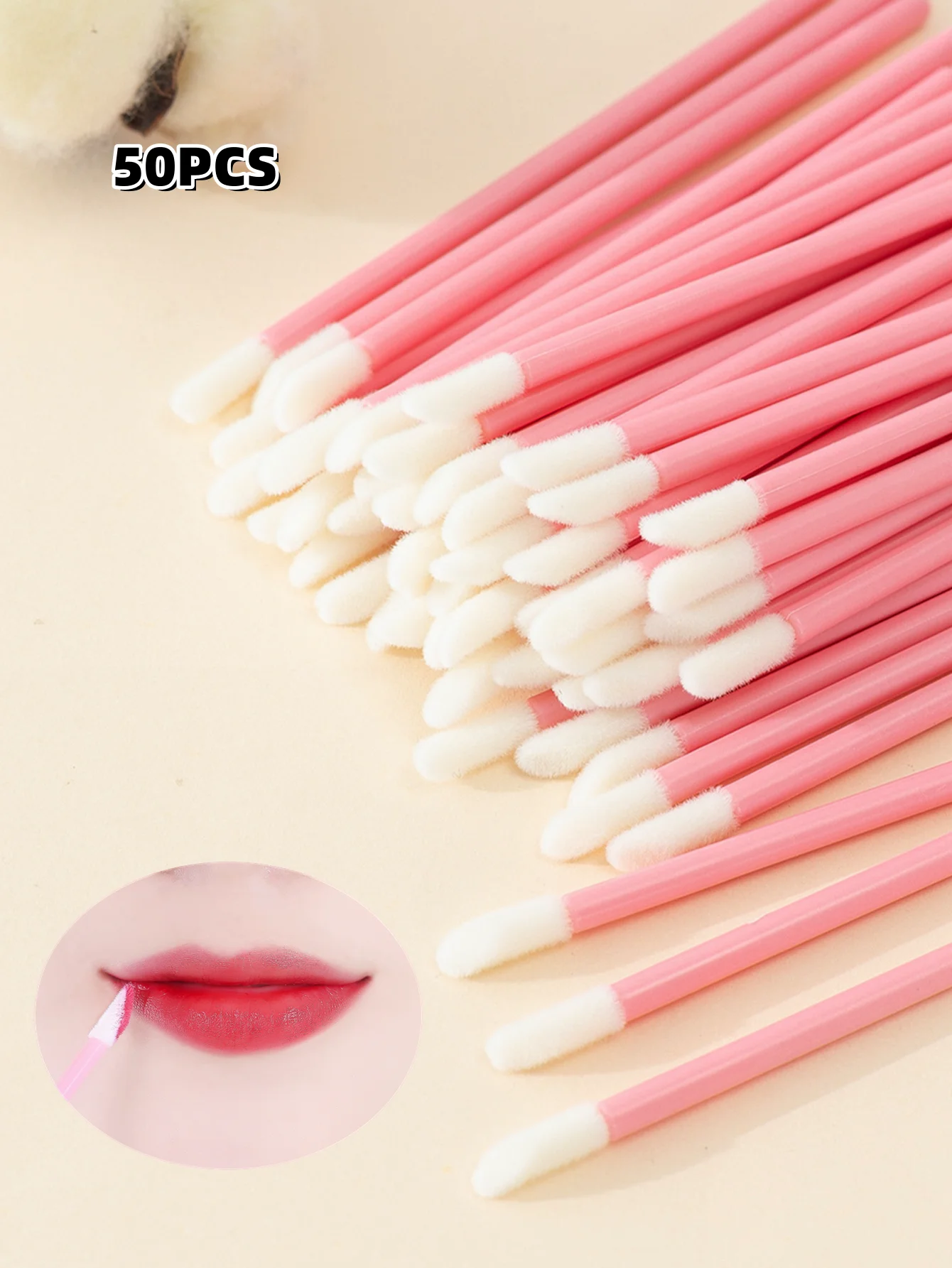 50pcs Disposable Lip Brushes,Lip Scrub Brush, Lipstick Gloss Wands,for Mascara, Eye Shadow, Lipstick