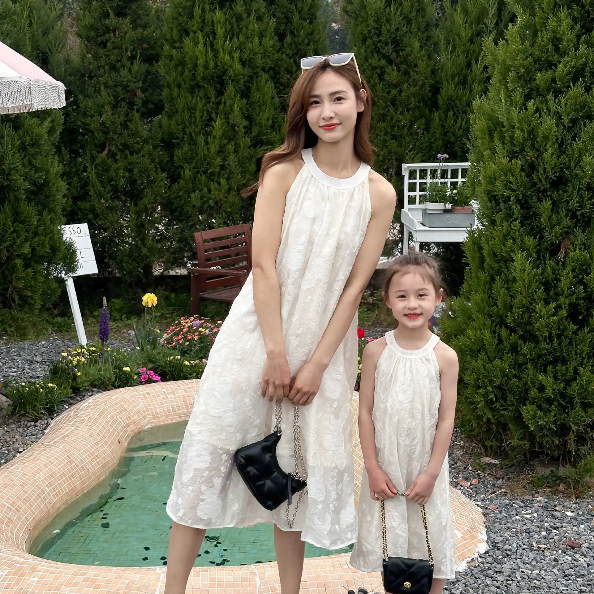 

Mother and Baby Girl Sleeveless Dress Mom and Daughter Equal Elegant Dresses for Women One Piece Clothing Mummy and Me Clothes