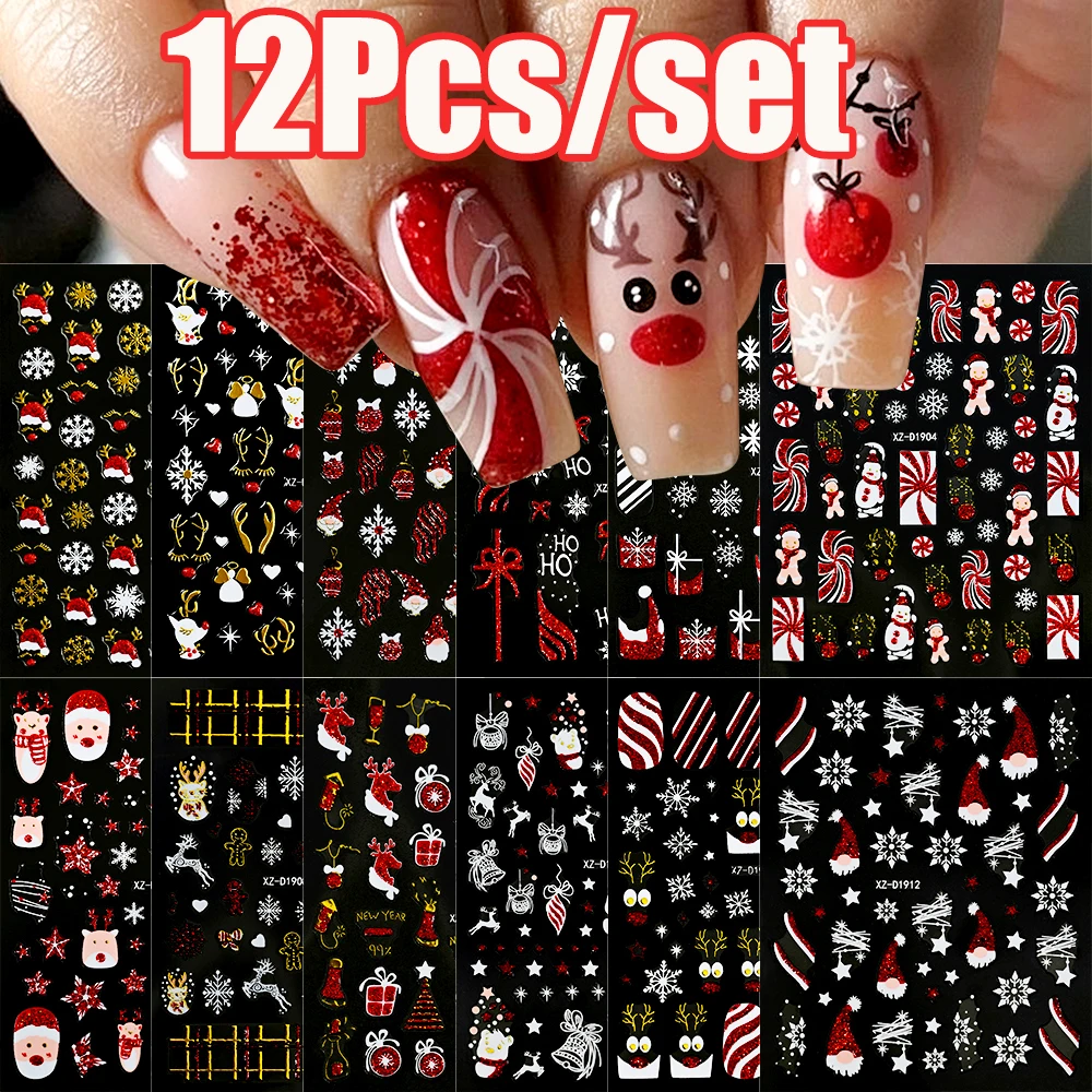 12Pcs/Set 3D Glitte…