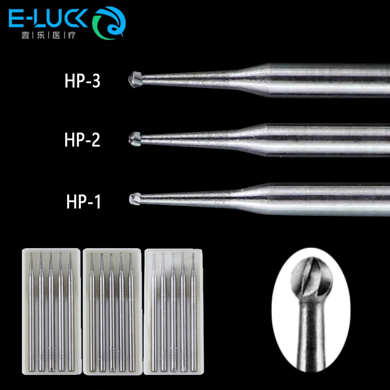 5pcs Dental Carbide Round Burs Polisher Trimming Dental Lab Polishing Tool For Straight Connector Handpiece